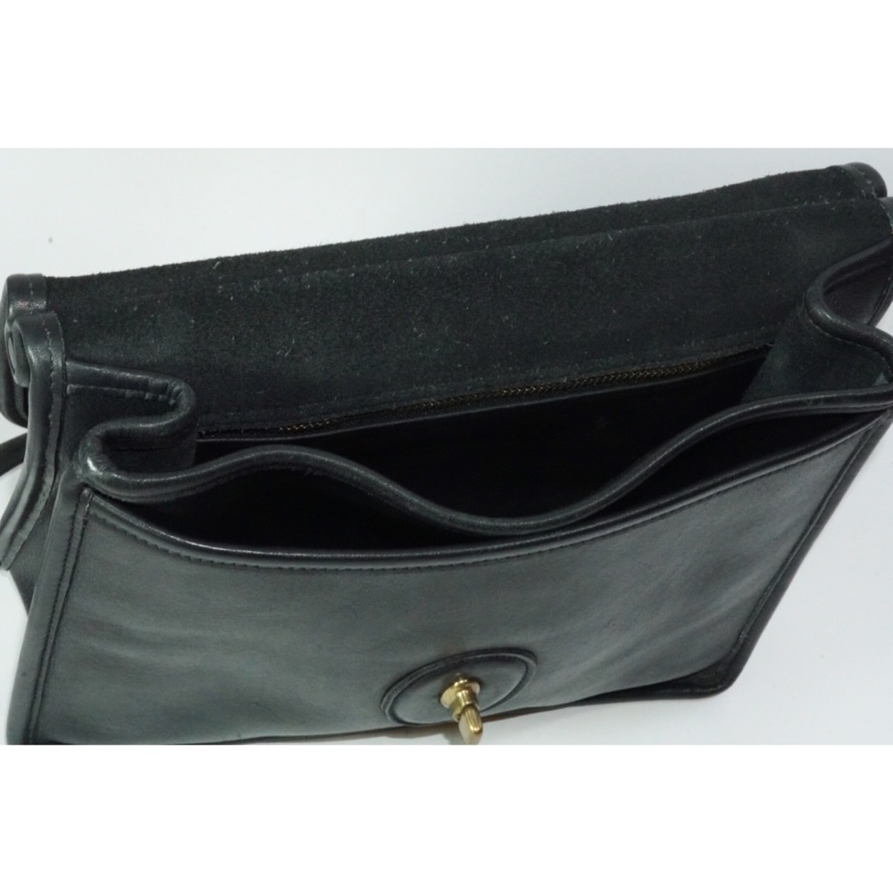 Coach Crossbody Handbag Vintage Black Leather - Picture 7 of 8